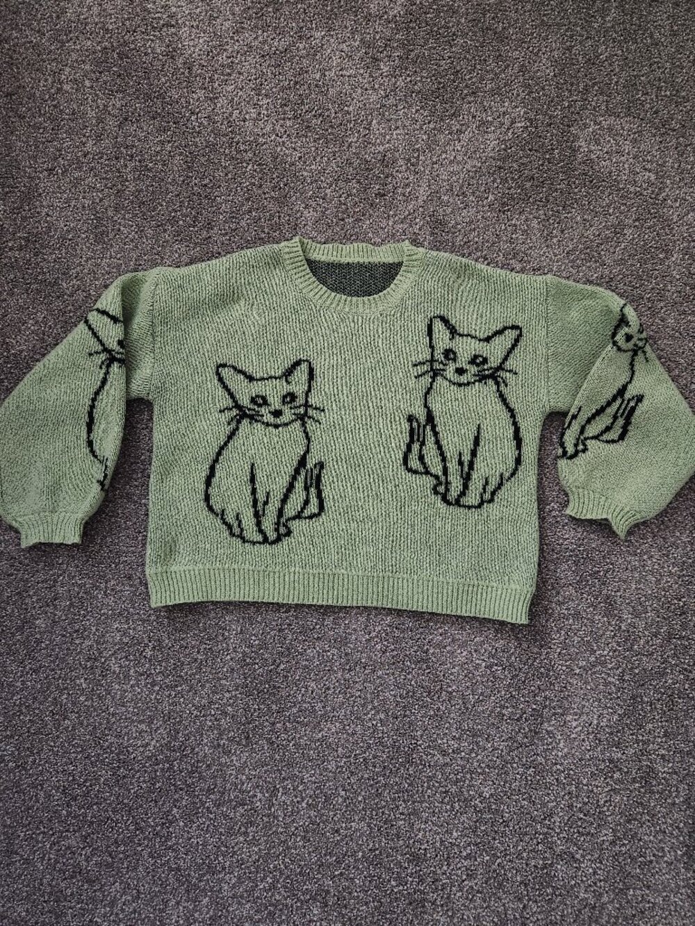 Green Cat Sweater Size Medium